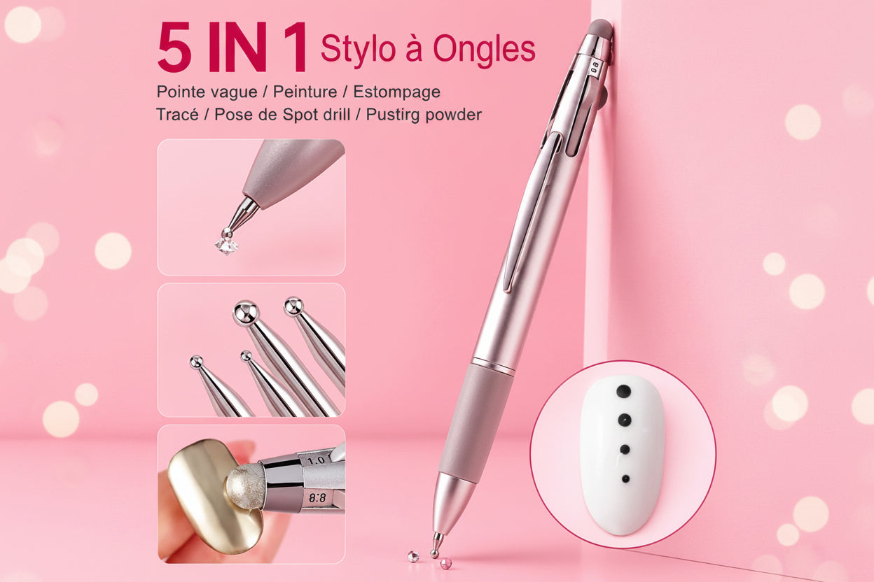Stylo Dotting 5-en-1 pour Nail Art