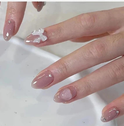 Faux Ongles à Coller – Noeud & Strass