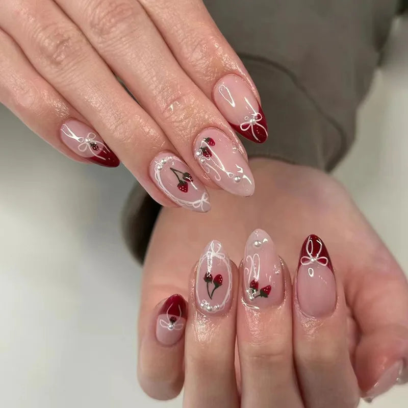 Faux Ongles à Coller – Noeud & Strass