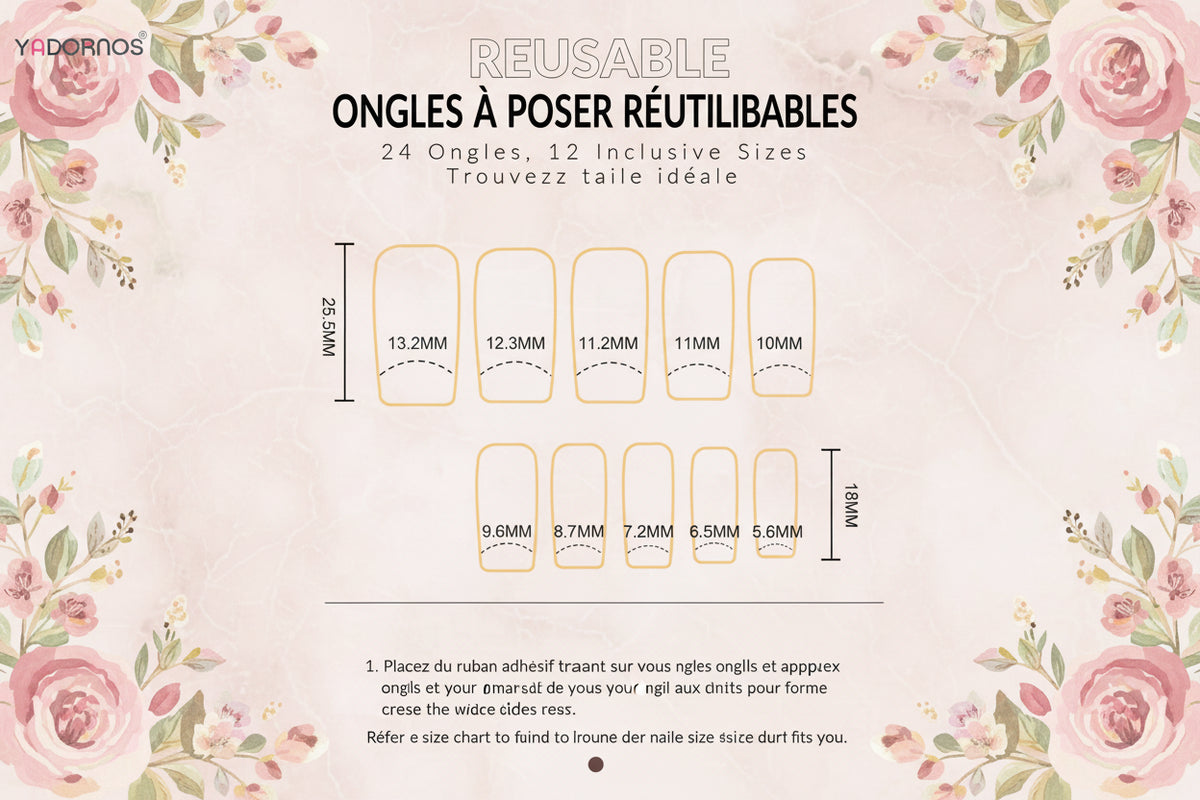 24 Faux Ongles Press-On Style French – Rayures, Pois, Nœuds et Étoiles Argentées
