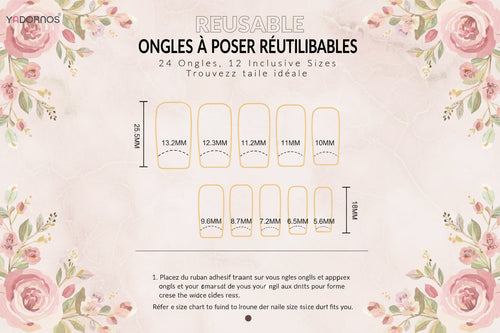 24 Faux Ongles Press-On Style French – Rayures, Pois, Nœuds et Étoiles Argentées