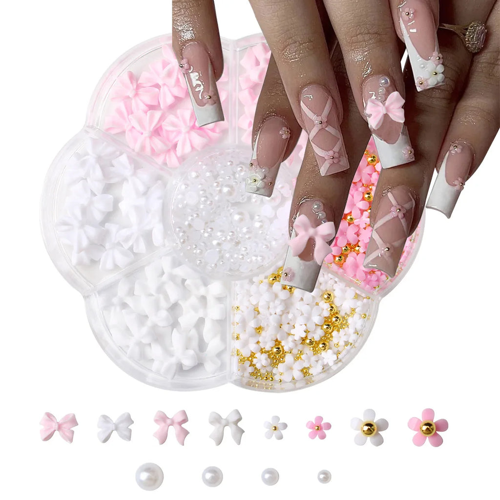 Kit Nail Art 3D – Fleurs, Nœuds & Perles