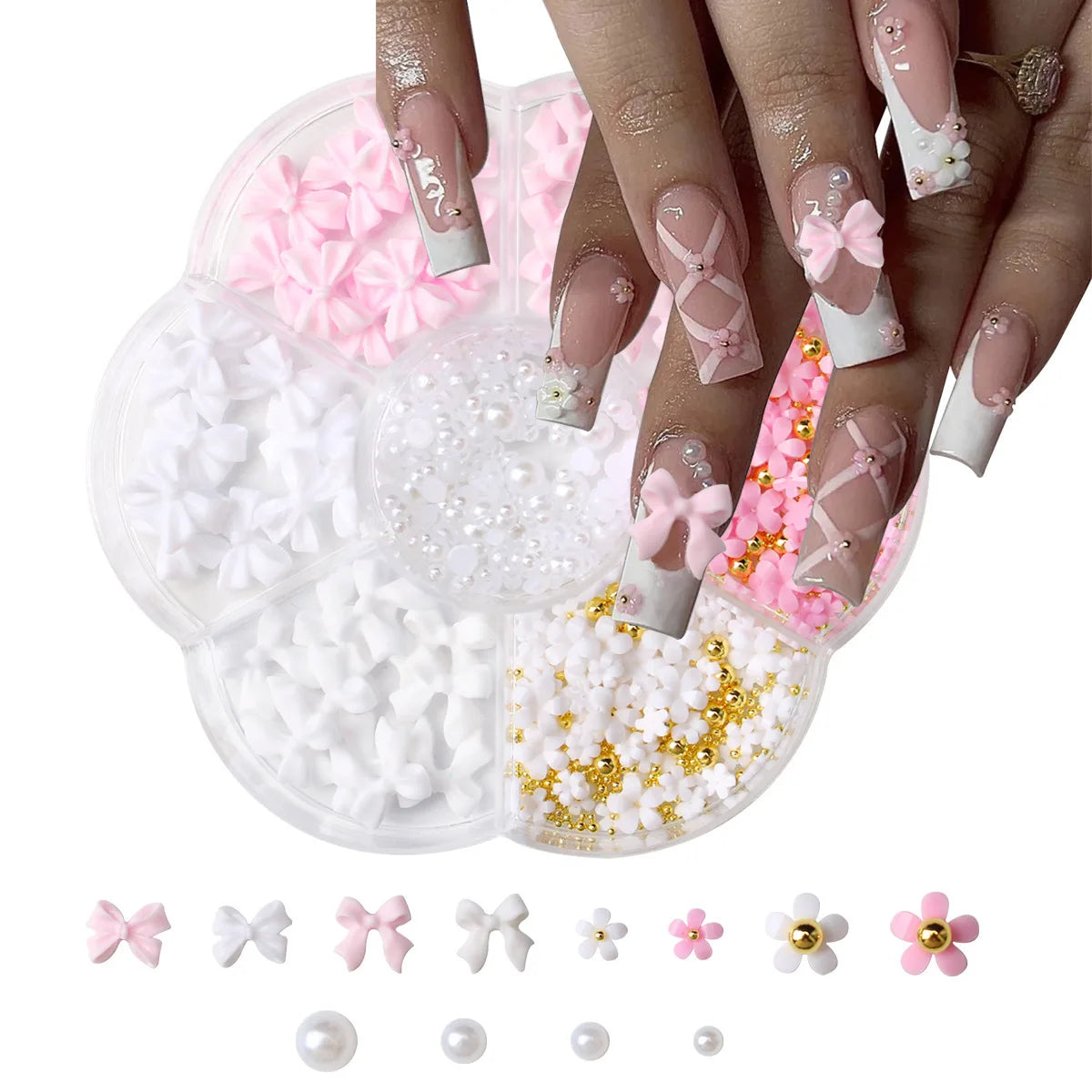 Kit Nail Art 3D – Fleurs, Nœuds & Perles