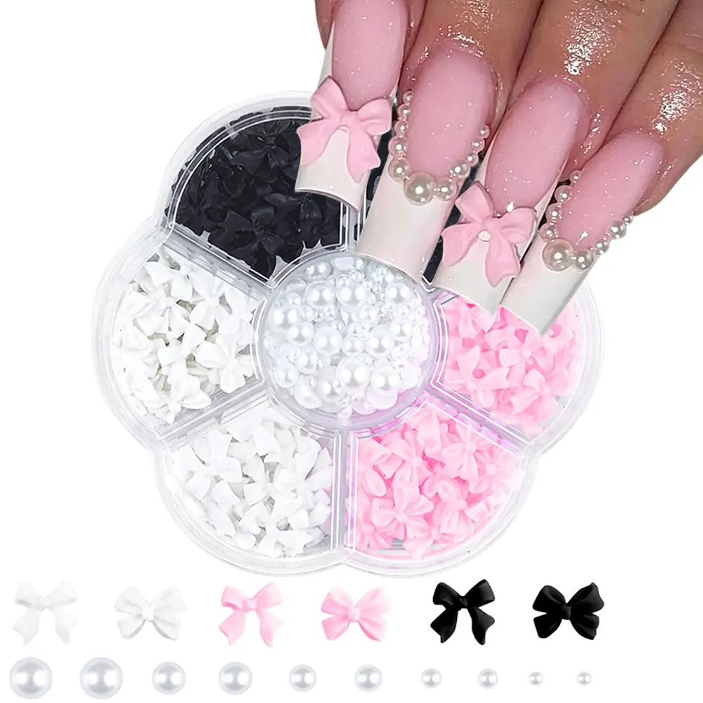 Kit Nail Art 3D – Fleurs, Nœuds & Perles
