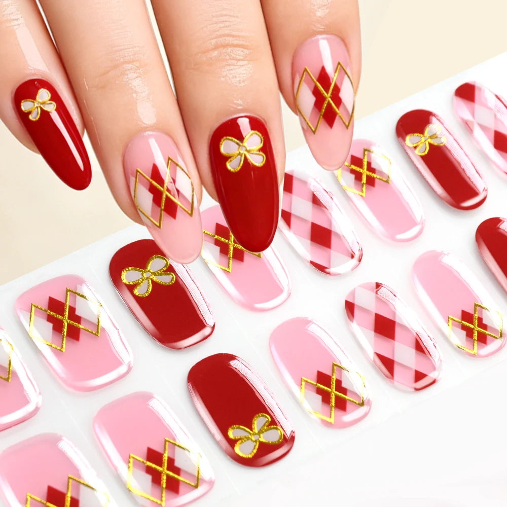 Stickers Gel 5D Dorés pour Ongles – Motifs Rose & Violet